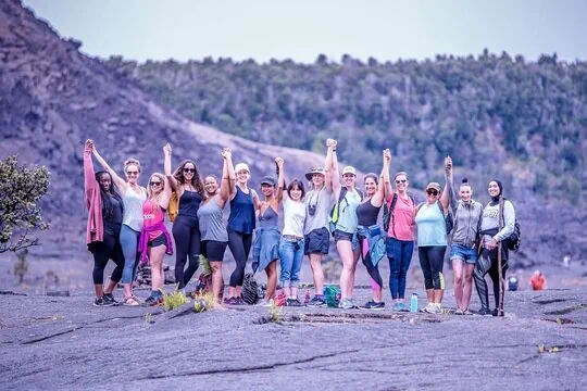 A retreat group celebrating together on Hawai‘i Island